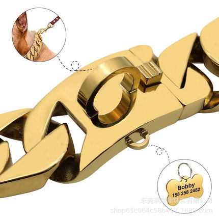 ICE WATER 32Mm Extra-Thick Stainlesscuban Necklace Bracelet Chain for Dogdesian with Secure Double Lock -Perfectaccessory for Your Pooch'S Everyday Style& Special Occasions