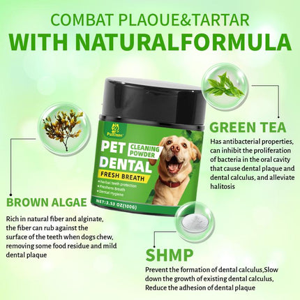 Probiotics Dental Powder for Dogs Pet Dental Cleaning Powder for Dogs & Cats – Removes Tartar & Stains, Freshens Breath, Natural Oral Care Toothpaste Alternative