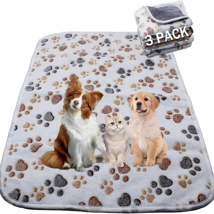 1 Pack 3 Waterproof Dog Blanket for Small Dogs, Washable Pet Blankets with Double -Sided Soft Warm Flannel Fleece, Reusable Puppy Pads for Dog Bed & Couch (M (30X20 Inch))