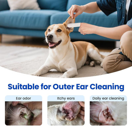 Potaroma Pet Cleaning Finger Wipes for Dogs and Cats – No-Rinse Finger Toothbrush Kit Ear Cleaner Grooming Kit Gum Care Dental Wipes, Soft & Disposable – 60 Count