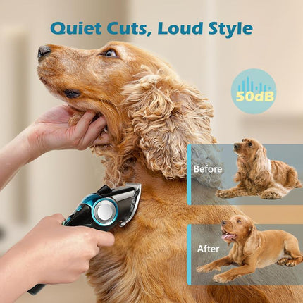 [Ocean Gem] Fuzzyfix Dog Clippers for Grooming for Thick Heavy Coats, Professional Pet Grooming Clippers Kit Low Noise Rechargeable Hair Trimmer with Ceramic Blade for Dogs Cats Animals