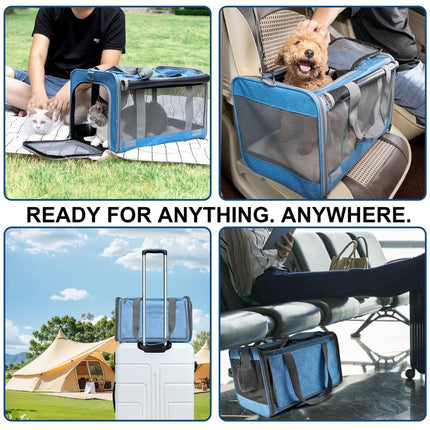 Calming Pet Carrier for Small Dogs & Cats, a Travel Solution with a Safety Clip for Harnesses. Vet Ready & Includes 2 Free Bonus Gifts.