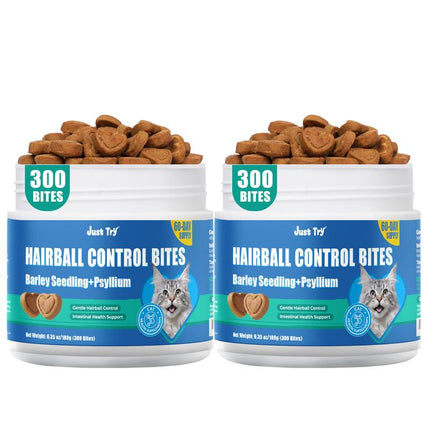 Just Try Cat Grass Hairball Relief Treats – Pumpkin & Omega-3 Fish Oil for Digestive Support, Chicken Flavor Hairball Treatment for Cats, 300 Count