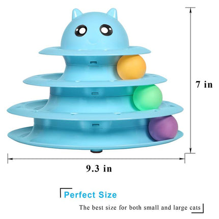 Cat Toy Roller 3-Level Turntable Cat Toys Balls with Six Colorful Balls Interactive Kitten Fun Mental Physical Exercise Puzzle Kitten Toys