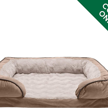 Replacement Dog Bed Cover Perfect Comfort Plush & Velvet Waves Sofa-Style, Machine Washable - Brownstone, Large