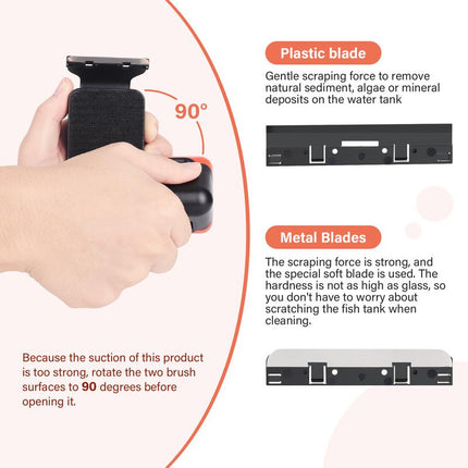 Hygger Fish Tank Magnetic Glass Cleaner Two Detachable Algae Scraper for Aquarium Fish Tank，Floating Scrubber Brush Glass Algae Magnet Cleaning Tool for Small Medium Large Aquariums Tank