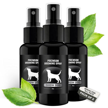 Show Dog Premium Dog Cologne and Odor Eliminator Long Lasting Spray Deodorant for Smelly Dogs 3 X 2Oz Spray Bottles Made with Essential Oils