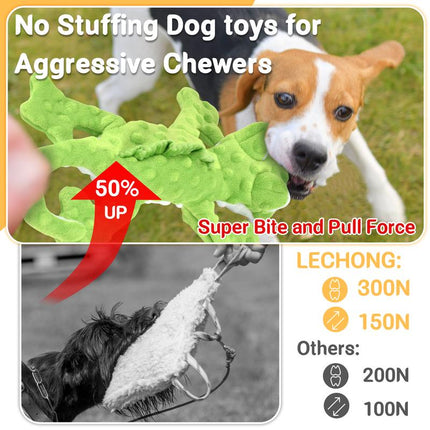 LECHONG No Stuffing Dog Toys for Aggressive Chewers, Squeaky Dog Toys for Large Medium and Small Dogs, Puppy Dog Chew Toys Pack of 5
