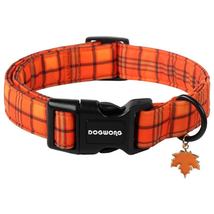 DOGWONG Adjustable Fall Pumpkin Dog Collar - Fashionable Soft Thanksgiving Pet Necklace for All Dog Sizes