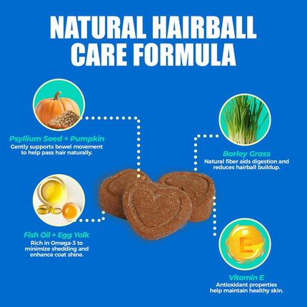 Just Try Cat Grass Hairball Relief Treats – Pumpkin & Omega-3 Fish Oil for Digestive Support, Chicken Flavor Hairball Treatment for Cats, 300 Count