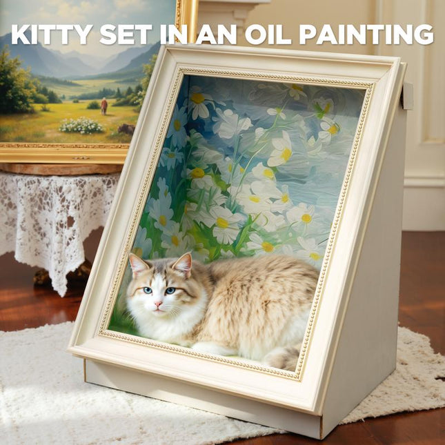 Warcat Oil Painting Cat Scratcher Board, Art 3D Cat Bed with Vintage Art Picture Frame, Durable Corrugated Cat House with Scratching Pad Kitty #Tiktokshopfalldealsforyou