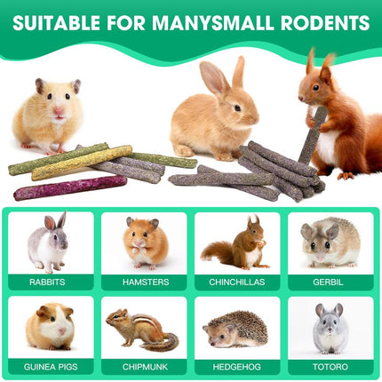 JOREWOOD 33PCS Rabbit Chew Sticks, Mixed Natural Timothy Hay Flower Rose Dahlberg Daisy and Forget-Me-Not Chew Toys Treats for Bunny Chinchilla Guinea Pig Hamster and Other Small Pets Molar Snacks