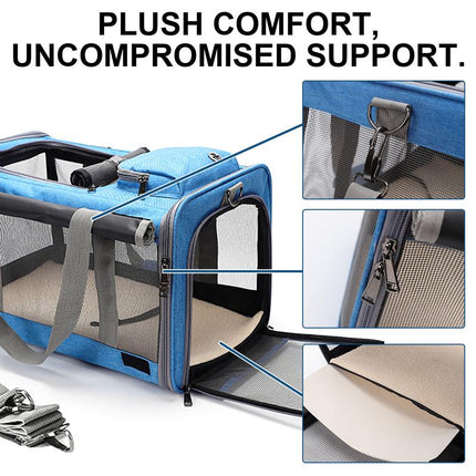 Calming Pet Carrier for Small Dogs & Cats, a Travel Solution with a Safety Clip for Harnesses. Vet Ready & Includes 2 Free Bonus Gifts.