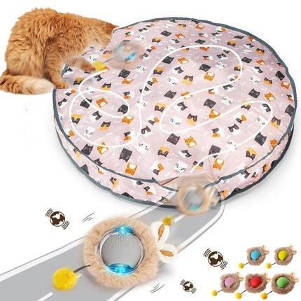 Cat Interactive Toy, Hidden & Seeking Game Mat with Moving Ball, Indoor Interactive Cat Toy, Perfect Cat Kick Toy, Bring Endless Fun