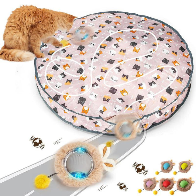 Cat Interactive Toy, Hidden & Seeking Game Mat with Moving Ball, Indoor Interactive Cat Toy, Perfect Cat Kick Toy, Bring Endless Fun