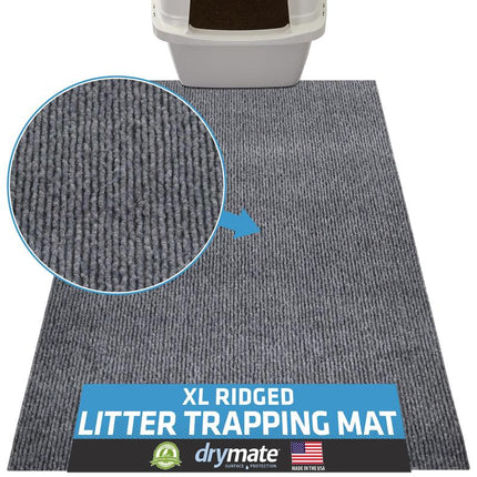 Drymate Premium Ridged Litter Trapping Mat (NEW & IMPROVED MATERIAL), Traps Litter Box Mess - Absorbent, Waterproof, Urine-Proof, Soft on Paws, Trimmable, Machine Washable (USA Made)