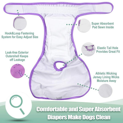 Wegreeco Reusable and Washable Female Dog Diapers, 3-Pack