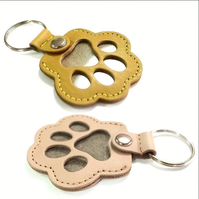 SUNV Pet Keepsake Cat and Dog Hair Keychain Creative Pet Cat and Dog Hair Decoration for Pet Owners to Collect and Commemorate-Portable PU Leather Tag for Dly Cat/Dog Paw Print & Hair Cute Pets Fur Memory Charm-Paw-Shaped Charm for Collecting Pet Fur Love