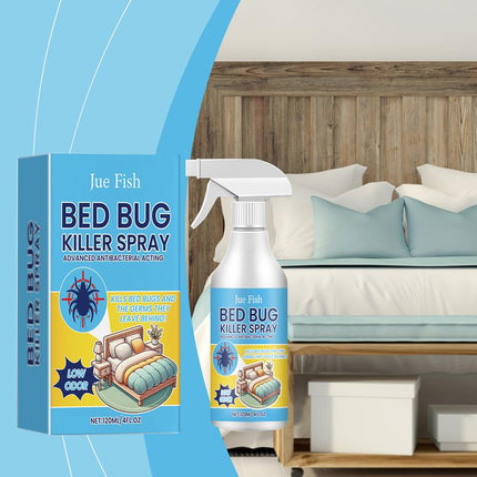 Jue-Fish Bedbug Spray Killer Bedbug Eliminator Dormitory Bed Bedroom Lice and Mite Spray Advanced Antibacterial Acting Low Odor，Targeting Bed Bugs and Kissing Bugs