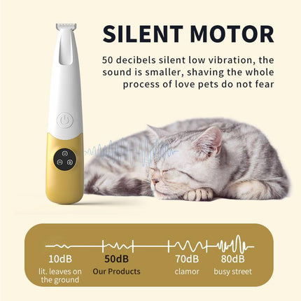 Rechargeable Pet Hair Trimmer Kit, Pet Paw Trimmer, Cordless Quiet Dog Trimmer for Grooming with LED Light, Small Dog Grooming Clippers for Dogs & Cats, Pet Grooming Tool,Waterproof, Low Noise Pet Shaver