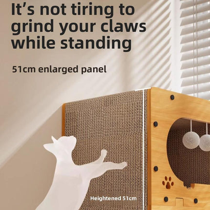 Two-In-One Cat Scratching Board & Bed Solid Corrugated Paper Vertical Double-Layer Universal for All Seasons Wear-Resistant No-Chipping Sleeping Sharpening Claws 30Cmx11.8Inch X 56Cm/22.05Inch X 30Cm/11.8Inch