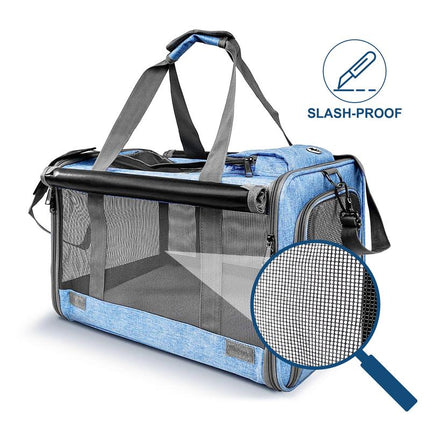Calming Pet Carrier for Small Dogs & Cats, a Travel Solution with a Safety Clip for Harnesses. Vet Ready & Includes 2 Free Bonus Gifts.