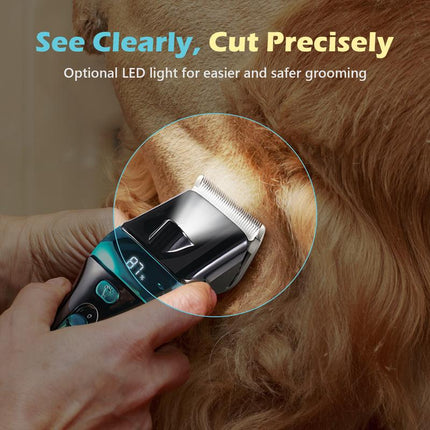 [Ocean Gem] Fuzzyfix Dog Clippers for Grooming for Thick Heavy Coats, Professional Pet Grooming Clippers Kit Low Noise Rechargeable Hair Trimmer with Ceramic Blade for Dogs Cats Animals