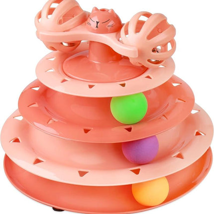 Cat Toy Roller 3-Level Turntable Cat Toys Balls with Six Colorful Balls Interactive Kitten Fun Mental Physical Exercise Puzzle Kitten Toys