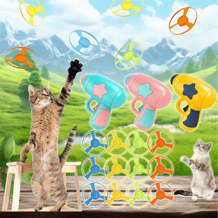 15Pcs Cat Fetch Toy with Colorful Flying Propellers Set Cat Playing Interactive Cat Toys for Cat Kitten Chasing Exercise