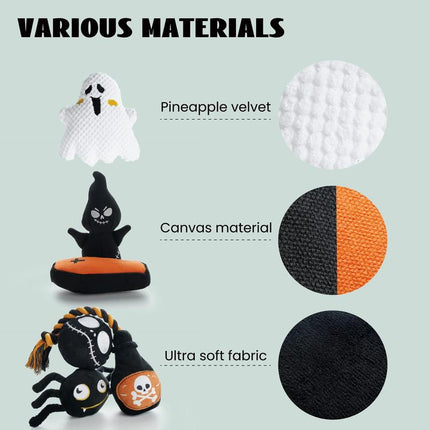 Nocciola 6 PCS Halloween Dog Squeaky Toys for Aggressive Chewers,Christmas Gift,Stuffing Body Dog Toy Set for Small to Large Dogs
