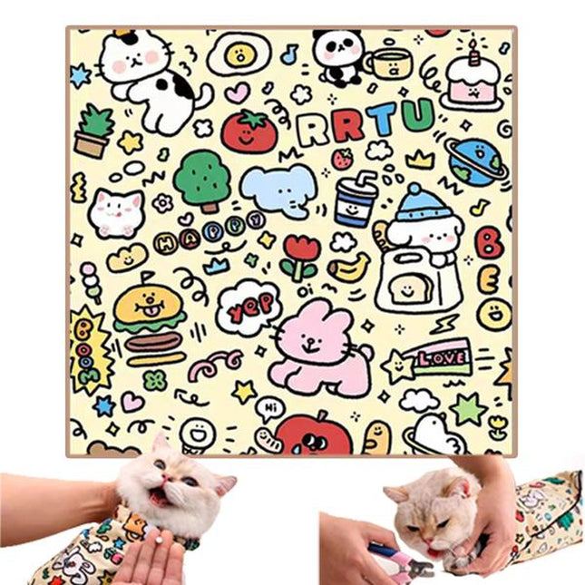 Reusable Cat Grooming Wrap – Washable Anti-Scratch Restraint Bag for Stress-Free Nail Clipping, Face Cleaning, Medication , Multifunctional Care& More| Also Great for Makeup or Camera Travel Storage