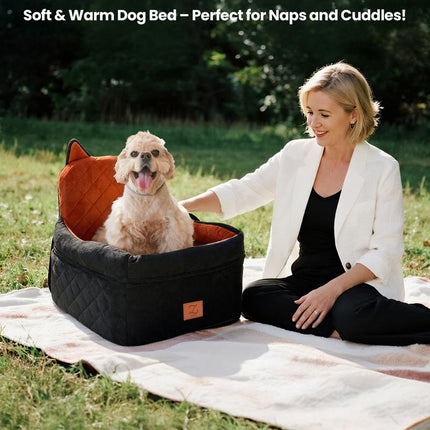 Zvrpet Dog Car Seat Fully Detachable and Washable Memory Foam Covered Car-Mounted Pet Kennel Soft Fabric Easy to Install with Adjustable Straps Anti-Slip Bottom Cover for Back Seat Pet Car Bed for Car SUV Outdoorfun Travel Dog Bed Pet Bed Cat Bed