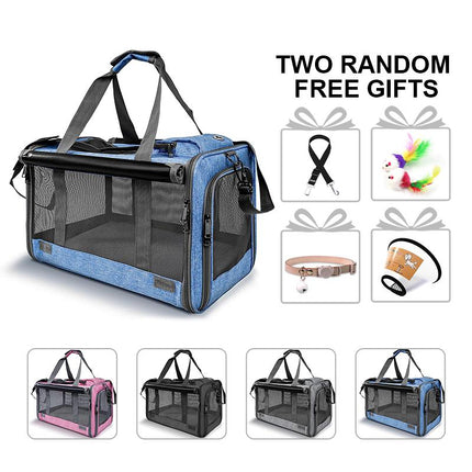 Calming Pet Carrier for Small Dogs & Cats, a Travel Solution with a Safety Clip for Harnesses. Vet Ready & Includes 2 Free Bonus Gifts.