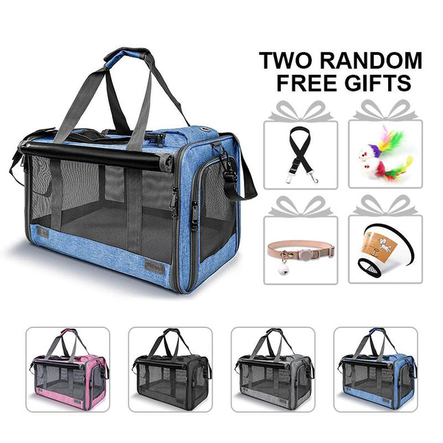 Calming Pet Carrier for Small Dogs & Cats, a Travel Solution with a Safety Clip for Harnesses. Vet Ready & Includes 2 Free Bonus Gifts.