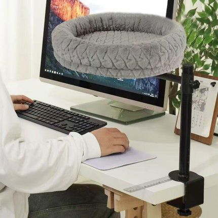 Cat Desk Bed, 360°Rotating & Adjustable Cat Bed for Desk, Desk Cat Nest Bed Max Load 50 Lbs, Soft Pet Bed with Pet Mat Indoor Cat Furniture for Office Desks, Game Tables