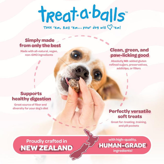 Treat-A-Balls Dog Training Treats - Healthy Low Calorie Treats for Small to Large Dogs - Vegan Snacks - 18 Treats - Cranberry, Apple, Pumpkin Coated