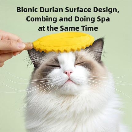 Cat Brush for Shedding Dog Brush Hair Cleaning Comb Bath Massage Tool for Shedding & Grooming, Remove Loose Hair, Durian Shape, Silicone Bristles (Yellow)