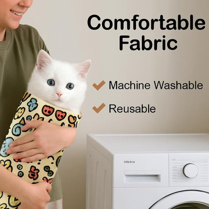 Reusable Cat Grooming Wrap – Washable Anti-Scratch Restraint Bag for Stress-Free Nail Clipping, Face Cleaning, Medication , Multifunctional Care& More| Also Great for Makeup or Camera Travel Storage