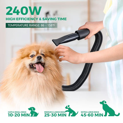 NOVA Dog Hair Dryer 2400W Professional Pet Grooming Dryer Adjustable Speed W/4 Nozzles