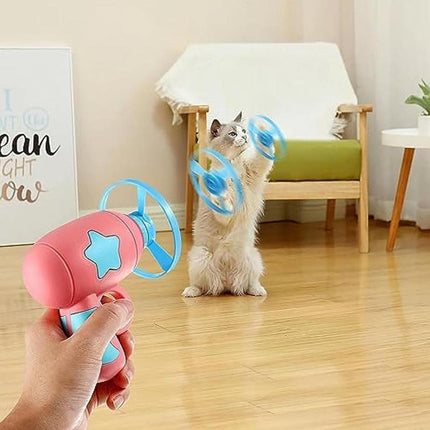 15Pcs Cat Fetch Toy with Colorful Flying Propellers Set Cat Playing Interactive Cat Toys for Cat Kitten Chasing Exercise