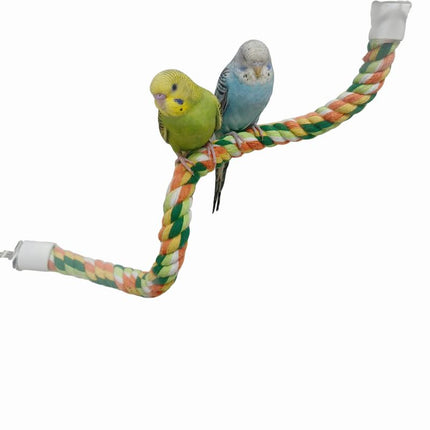 Dual-Length Parrot Climbing Rope Set- 40” & 14” Bendable Cotton Bird Toy with Two-Sides Screws, Chew-Proof & Cage-Mountable for Conures, Cockatiels, Lovebirds (Yellow/Orange/Green/White)