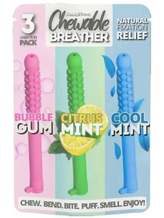 3 Flavors Chewable Breath Sticks with Essentialoils, Portable, Natural Proprietary Fragrances Oralsilicone Oral Silicone Gift Long Lasting