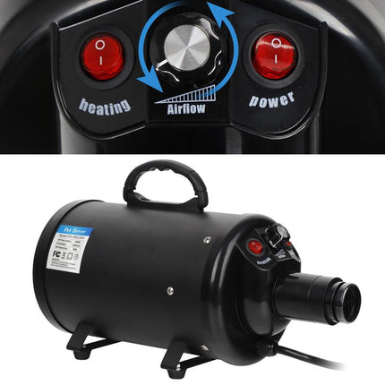 NOVA Dog Hair Dryer 2400W Professional Pet Grooming Dryer Adjustable Speed W/4 Nozzles