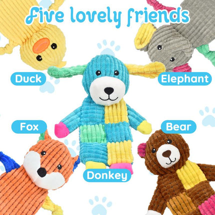 LECHONG 5Pcs Squeaky and Crinkle Dog Toys for Large, Medium, and Small Dogs - Puppy Toys to Keep Them Busy - Great Value Bundle