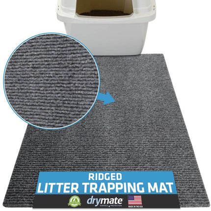 Drymate Premium Ridged Litter Trapping Mat (NEW & IMPROVED MATERIAL), Traps Litter Box Mess - Absorbent, Waterproof, Urine-Proof, Soft on Paws, Trimmable, Machine Washable (USA Made)
