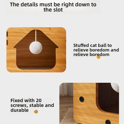 Two-In-One Cat Scratching Board & Bed Solid Corrugated Paper Vertical Double-Layer Universal for All Seasons Wear-Resistant No-Chipping Sleeping Sharpening Claws 30Cmx11.8Inch X 56Cm/22.05Inch X 30Cm/11.8Inch