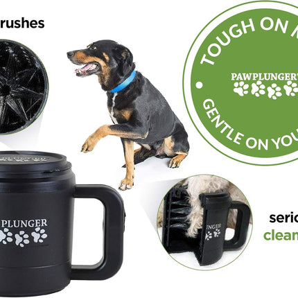 Paw Plunger – Dog Paw Cleaner - Dog and Puppy Essentials - Portable Dirty Paw Washer - Ideal for Medium Dogs - Black