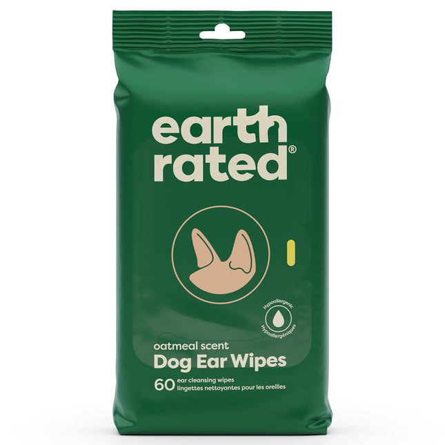 Dog Ear Wipes, Oatmeal Scented Hypoallergenic and Plant Based Ear Wipes for Dogs to Remove Dirt and Wax Build Up, 60 Count Dogear Cleaner