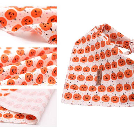Lionet Paws Halloween Dog Bandana - Fashionable Soft Cotton Pumpkin Scarf for Small to Large Dogs