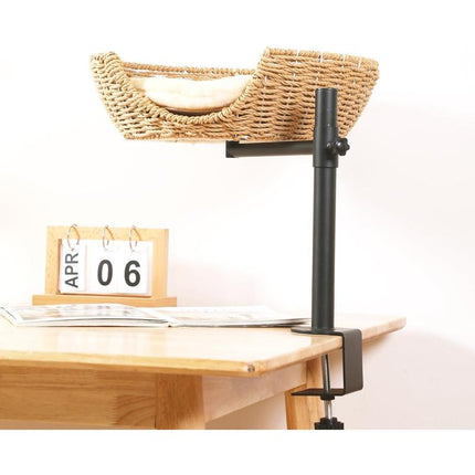 Cat Desk Bed, 360°Rotating & Adjustable Cat Bed for Desk, Desk Cat Nest Bed Max Load 50 Lbs, Soft Pet Bed with Pet Mat Indoor Cat Furniture for Office Desks, Game Tables